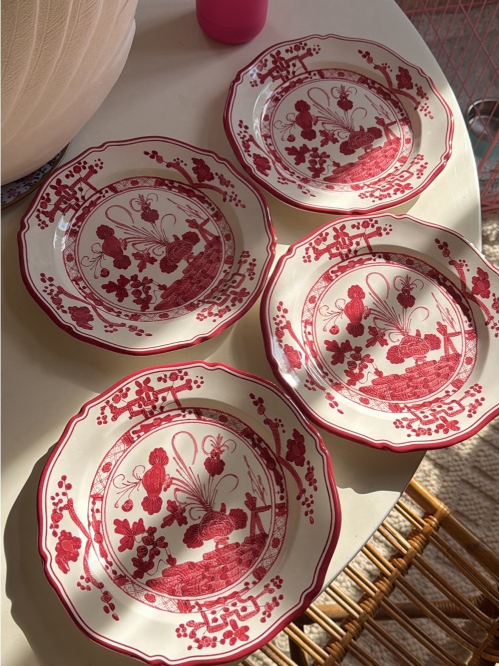 Red Floral Plates - Set of 4
